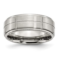 Chisel Stainless Steel Brushed and Polished Grooved 8mm Ridged Edge Band view 1