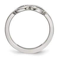 Chisel Stainless Steel Polished Infinity Symbol Ring with CZ view 2