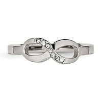 Chisel Stainless Steel Polished Infinity Symbol Ring with CZ view 4