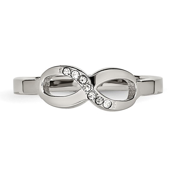 Chisel Stainless Steel Polished Infinity Symbol with CZ Ring
