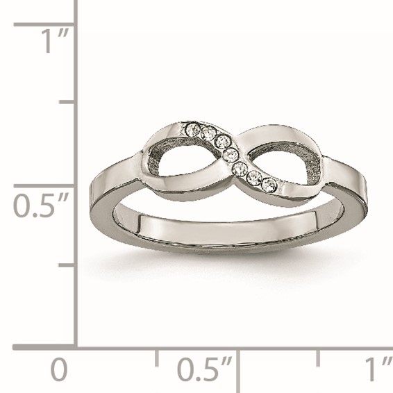 Chisel Stainless Steel Polished Infinity Symbol with CZ Ring