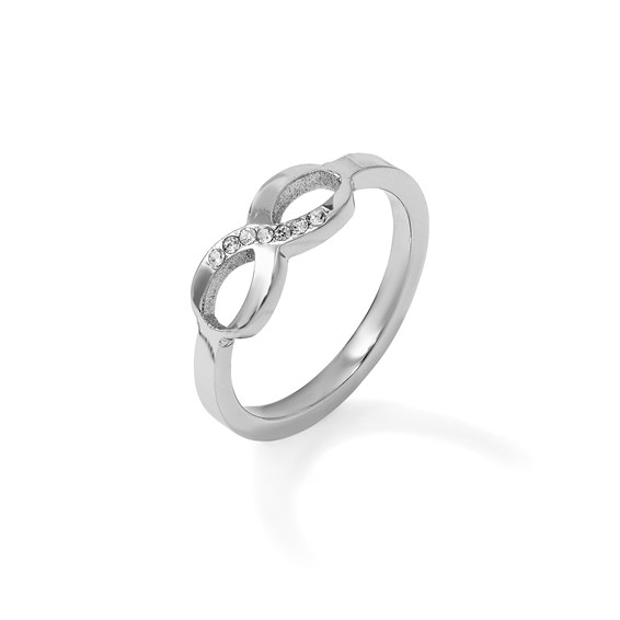 Chisel Stainless Steel Polished Infinity Symbol with CZ Ring