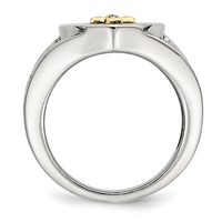 Chisel Stainless Steel Polished Ring with 10K Gold Cross and.02 Carat Diamond view 2