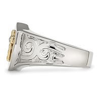 Chisel Stainless Steel Polished Ring with 10K Gold Cross and.02 Carat Diamond view 3