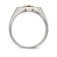 Chisel Stainless Steel Polished Ring with 10K Gold Cross and.02 Carat Diamond view 3