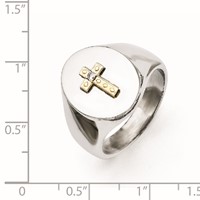 Chisel Stainless Steel Polished Ring with 10K Gold Cross and.02 Carat Diamond view 4