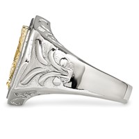 Chisel Stainless Steel Polished Yellow IP-plated Ring with Sterling Silver Eagle view 3
