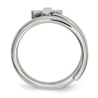 Stainless Steel Polished Twisted Cross Ring view 2