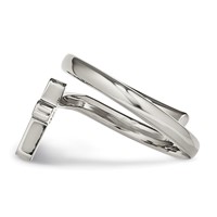 Stainless Steel Polished Twisted Cross Ring view 3