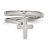 Stainless Steel Polished Twisted Cross Ring view 4