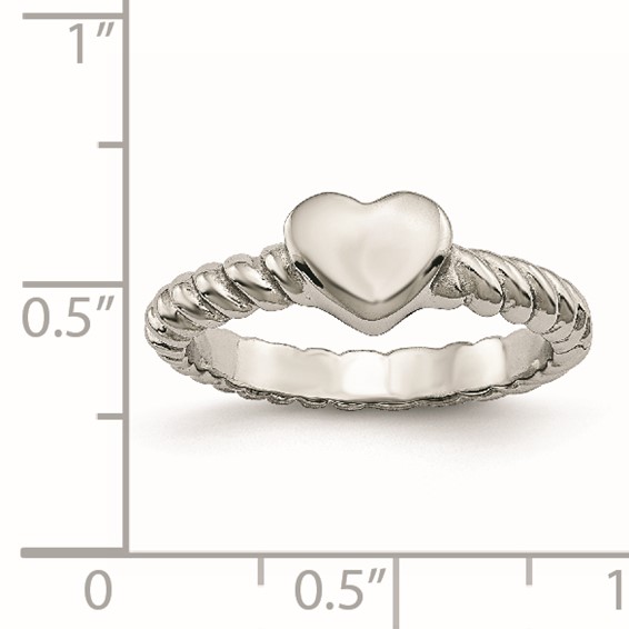 Chisel Stainless Steel Polished Twisted Heart Ring