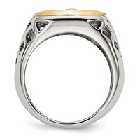Chisel Stainless Steel Ring with Sterling Silver Jesus Yellow IP-plated Polished view 2