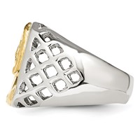 Chisel Stainless Steel Ring with Sterling Silver Jesus Yellow IP-plated Polished view 3