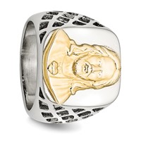 Chisel Stainless Steel Ring with Sterling Silver Jesus Yellow IP-plated Polished view 5