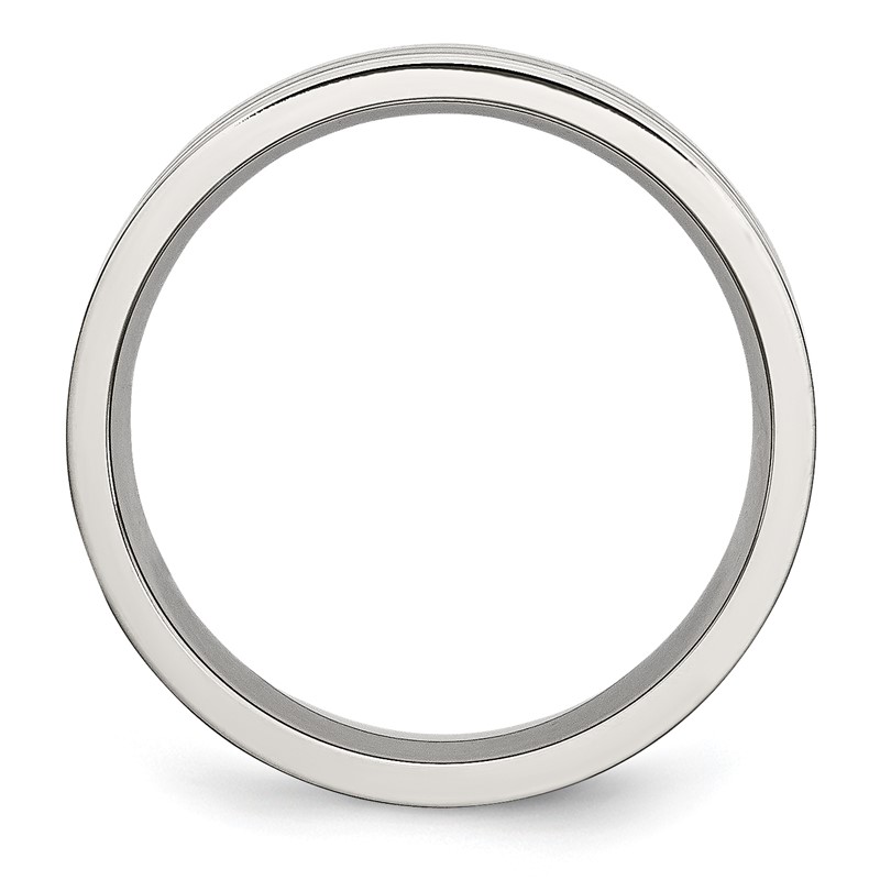 Chisel Stainless Steel Polished with Satin Center 6mm Grooved Band
