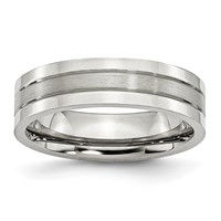 Chisel Stainless Steel Polished Band with Satin Center 6mm Grooved view 1