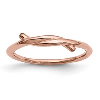 Stainless Steel Polished Pink IP-plated Twisted Ring view 1