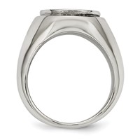 Chisel Stainless Steel Polished Black Enameled Cross Ring view 2
