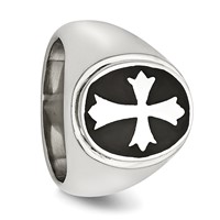 Chisel Stainless Steel Polished Black Enameled Cross Ring view 5