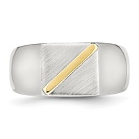 Chisel Stainless Steel Brushed and Polished Ring with 14K Gold Stripe Signet view 4