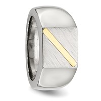 Chisel Stainless Steel Brushed and Polished Ring with 14K Gold Stripe Signet view 5