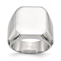 Stainless Steel Polished Square Signet Ring view 1