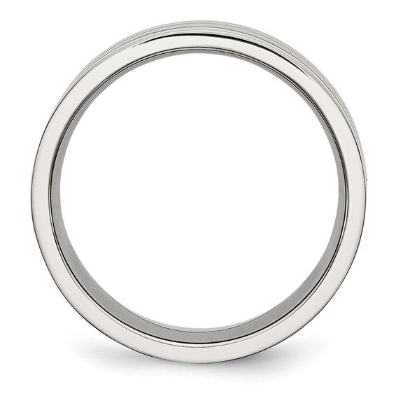Chisel Stainless Steel Polished with Satin Center 8mm Grooved Band