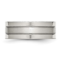 Chisel Stainless Steel Polished Band with Satin Center 8mm Grooved view 3