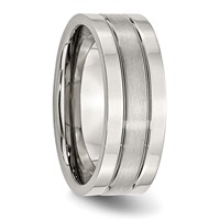 Chisel Stainless Steel Polished Band with Satin Center 8mm Grooved view 4