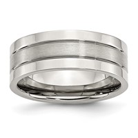 Chisel Stainless Steel Polished Band with Satin Center 8mm Grooved view 1
