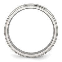 Chisel Stainless Steel Polished Band with Brushed Center 6mm Ridged Edge view 2