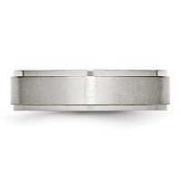 Chisel Stainless Steel Polished Band with Brushed Center 6mm Ridged Edge view 3