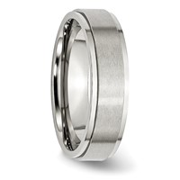 Chisel Stainless Steel Polished Band with Brushed Center 6mm Ridged Edge view 4