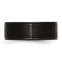 Stainless Steel 8mm Black IP-plated Grooved Brushed Polished Band view 3
