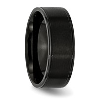 Stainless Steel 8mm Black IP-plated Grooved Brushed Polished Band view 4