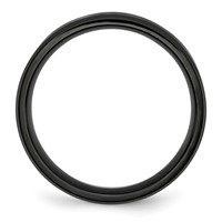 Chisel Stainless Steel Polished Brushed Center Black IP-plated 6mm Beveled Edge Band view 2