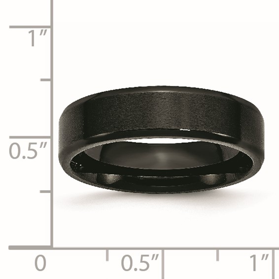 Chisel Stainless Steel Polished Brushed Center Black IP-plated 6mm Beveled Edge Band