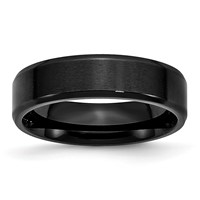 Chisel Stainless Steel Polished Brushed Center Black IP-plated 6mm Beveled Edge Band view 1