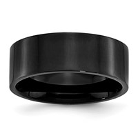 Chisel Stainless Steel Polished Black IP-plated 8mm Flat Band view 1