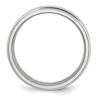 Chisel Stainless Steel Polished Band with Brushed Center 7mm Ridged Edge view 2