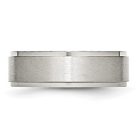 Chisel Stainless Steel Polished Band with Brushed Center 7mm Ridged Edge view 3
