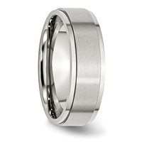 Chisel Stainless Steel Polished Band with Brushed Center 7mm Ridged Edge view 4