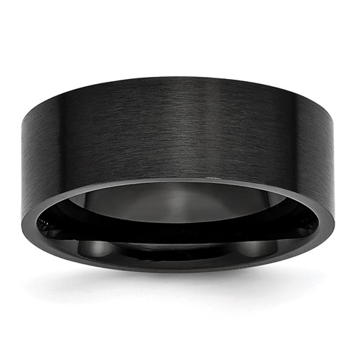 Chisel Stainless Steel Brushed Black IP-plated 8mm Flat Band
