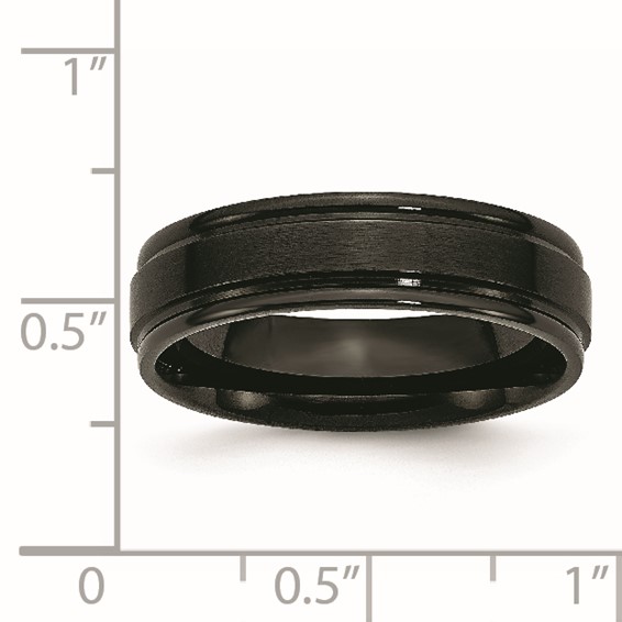 Chisel Stainless Steel 6mm Black IP-plated Brushed Center with Polished Edges Band