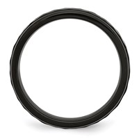 Chisel Stainless Steel Polished and Hammered Black IP-plated 7mm Band view 2