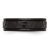 Chisel Stainless Steel Polished and Hammered Black IP-plated 7mm Band view 3