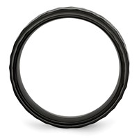 Chisel Stainless Steel Polished and Hammered Black IP-plated 8mm Beveled Edge Band view 2