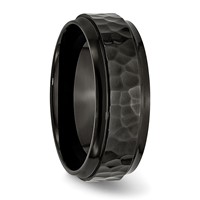 Chisel Stainless Steel Polished and Hammered Black IP-plated 8mm Beveled Edge Band view 4