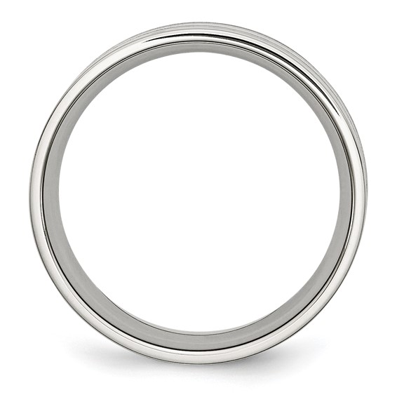 Chisel Stainless Steel Polished with Double Row Black Carbon Fiber Inlay 8mm Band