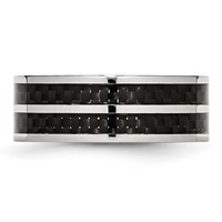 Chisel Stainless Steel Polished Band with Double Row Black Carbon Fiber Inlay 8mm view 3